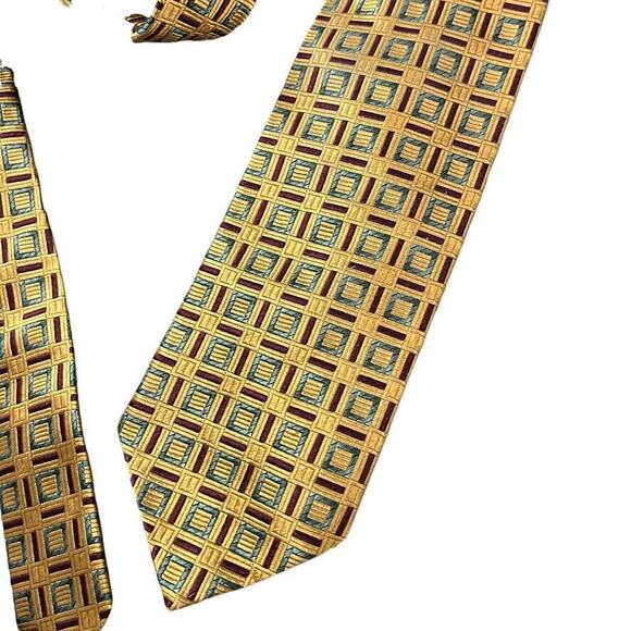 Jos A Bank Orange Mens 100% Silk Geometric Italy Mens Neck Tie 59" x 3.25" - Picture 7 of 16